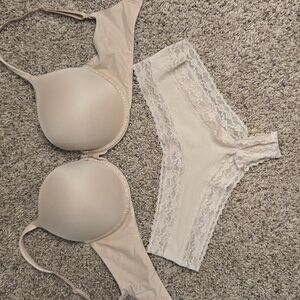 Victoria's Secret Beige Lace Bra and Panty Set